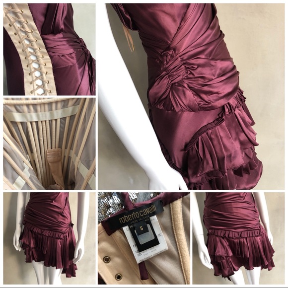Roberto Cavalli | Burgundy Corset Dress - Picture 2 of 8